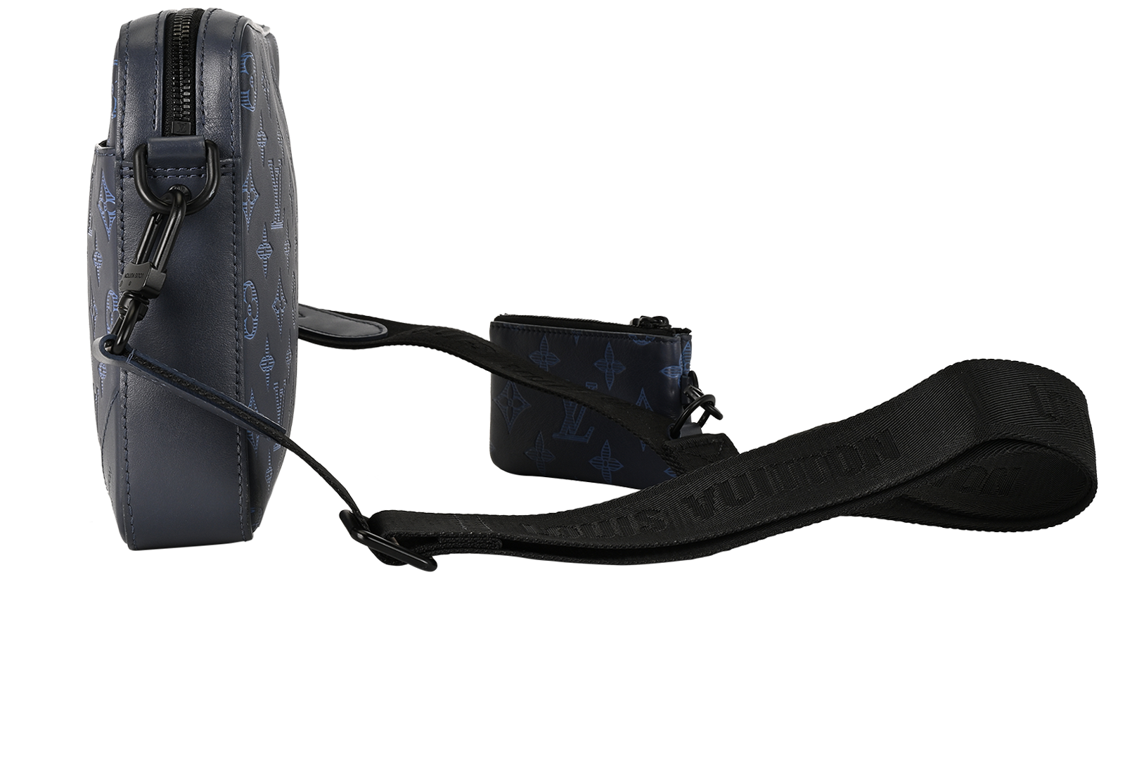 Duo Messenger, &pound;1,500, Handbags, Navy, Leather, Bottom view